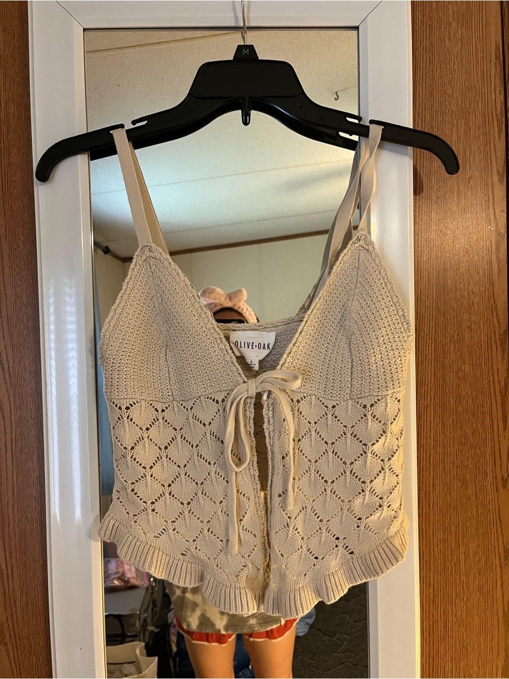 Set: Olive & Oak Beige Crochet Tie-Front Tank & Skirt